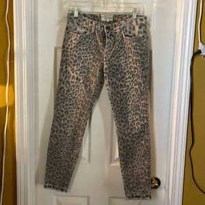 CURRENT ELLIOT grey leopard, skinny, frayed ankle, size 27